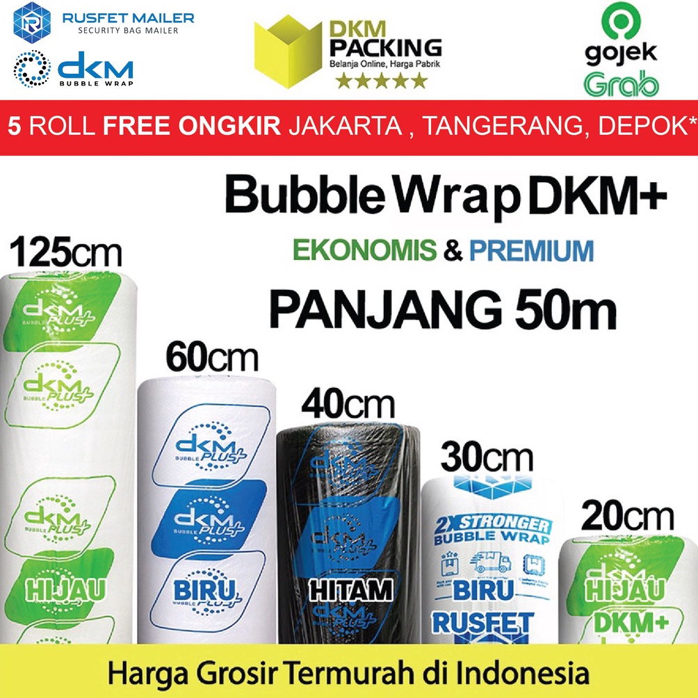 

Jaminan Kualitas Plastik Bubble Wrap 5meter DKM PLUS PREMIUM Bubblewrap ROLL
