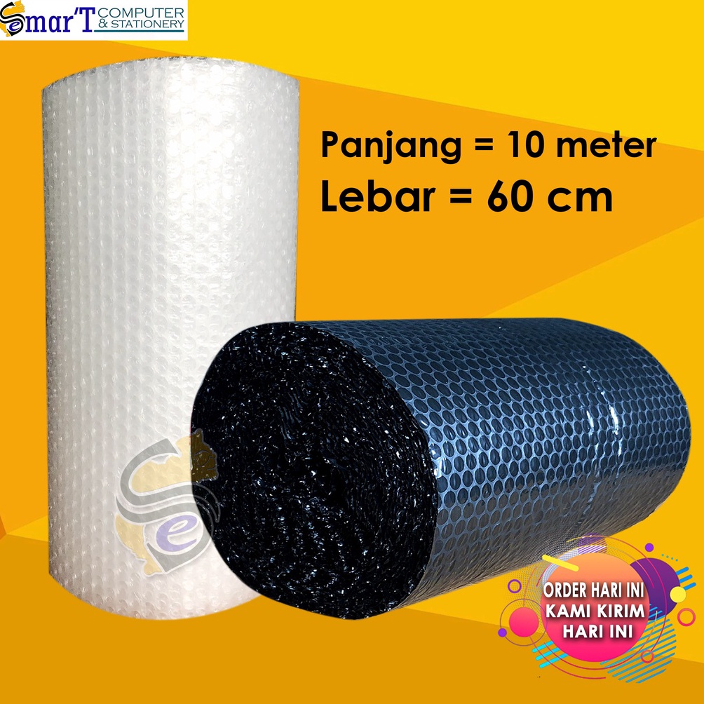 

Selalu Baru BUBBLE WRAP 1M X 6CM TEBAL READY WARNA HITAM PUTIH