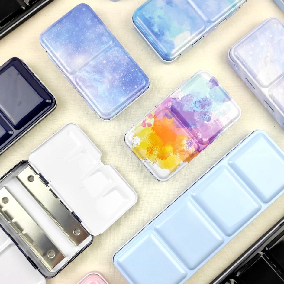 

Empty Metal Watercolor Paint Palette Tin Box n L3U3
