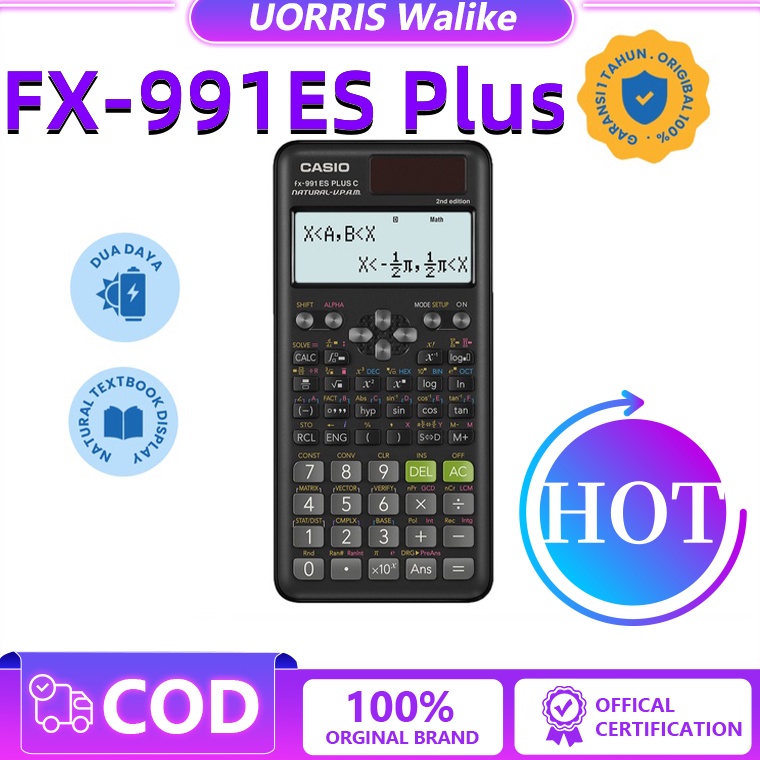 

COD STOCK CASIO FX991ES Plus2 Kalkulator SekolahKuliah ScientificSaintifik 417 fungsi h K7D3