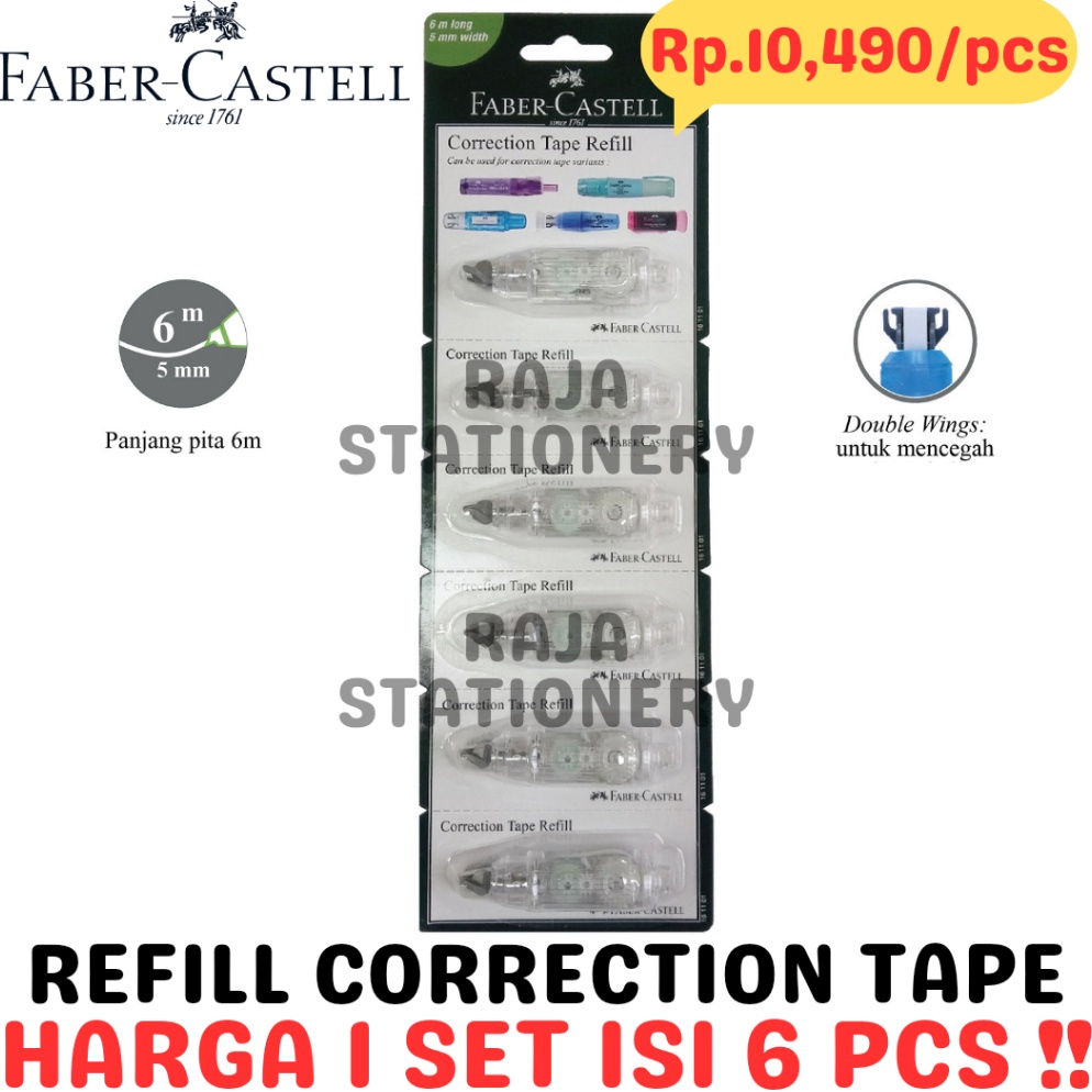 

FABER CASTELL CORRECTION TAPE REFILL 6m ISI ULANG TIPEX QJR QAR QDR 6PCS a E2E9