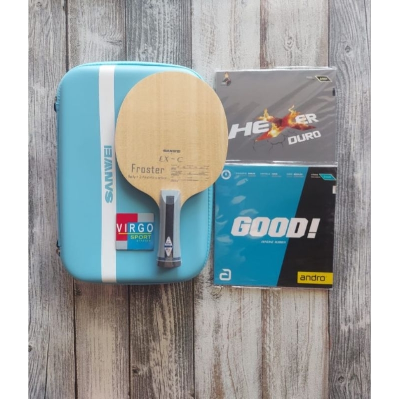 Paket Sanwei Froster Alc carbon bat bet pingpong tenis meja