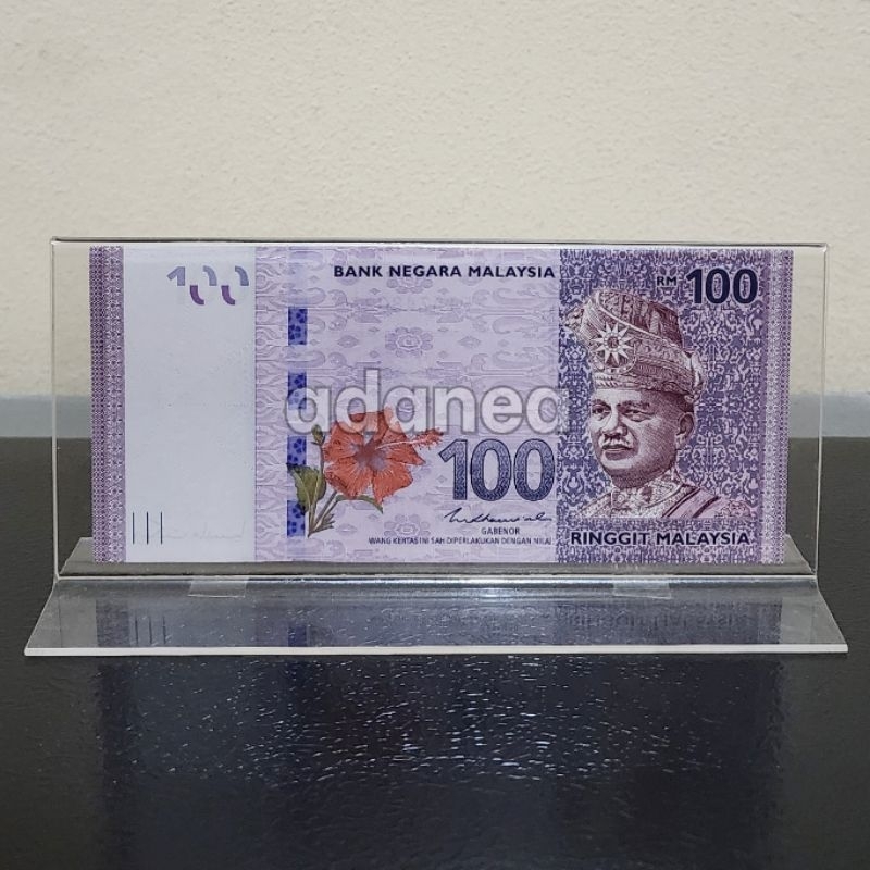 Pajangan Hiasan Akrilik Display Uang Malaysia 100 Ringgit
