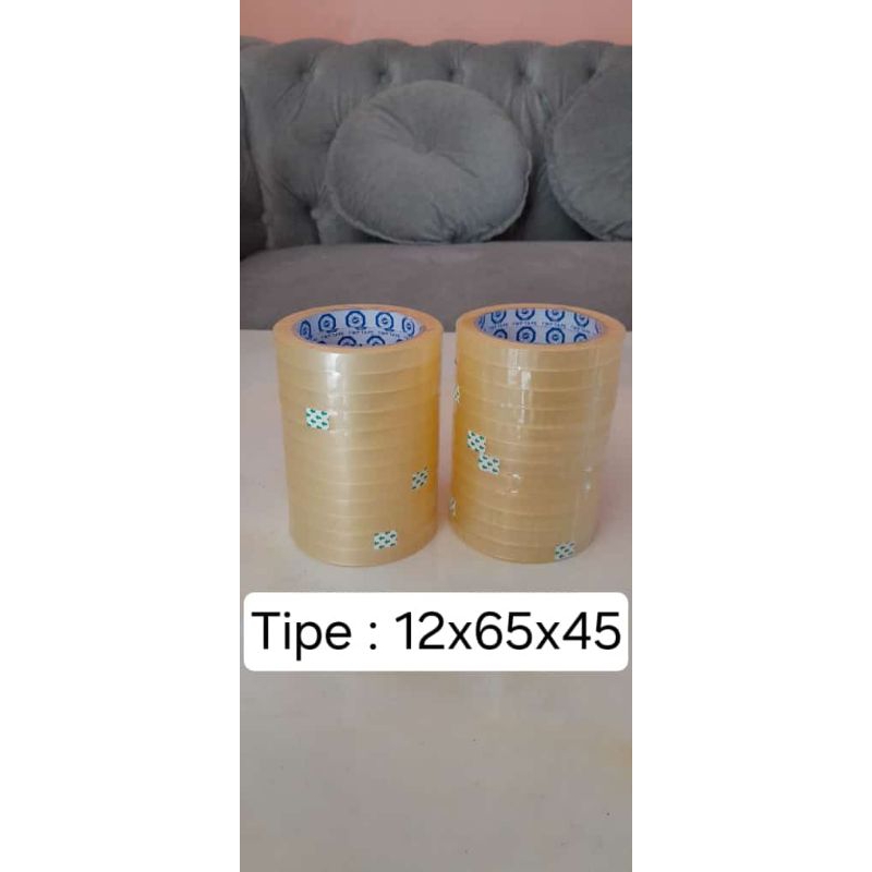 lakban perekat bening 1 roll 12 pcs