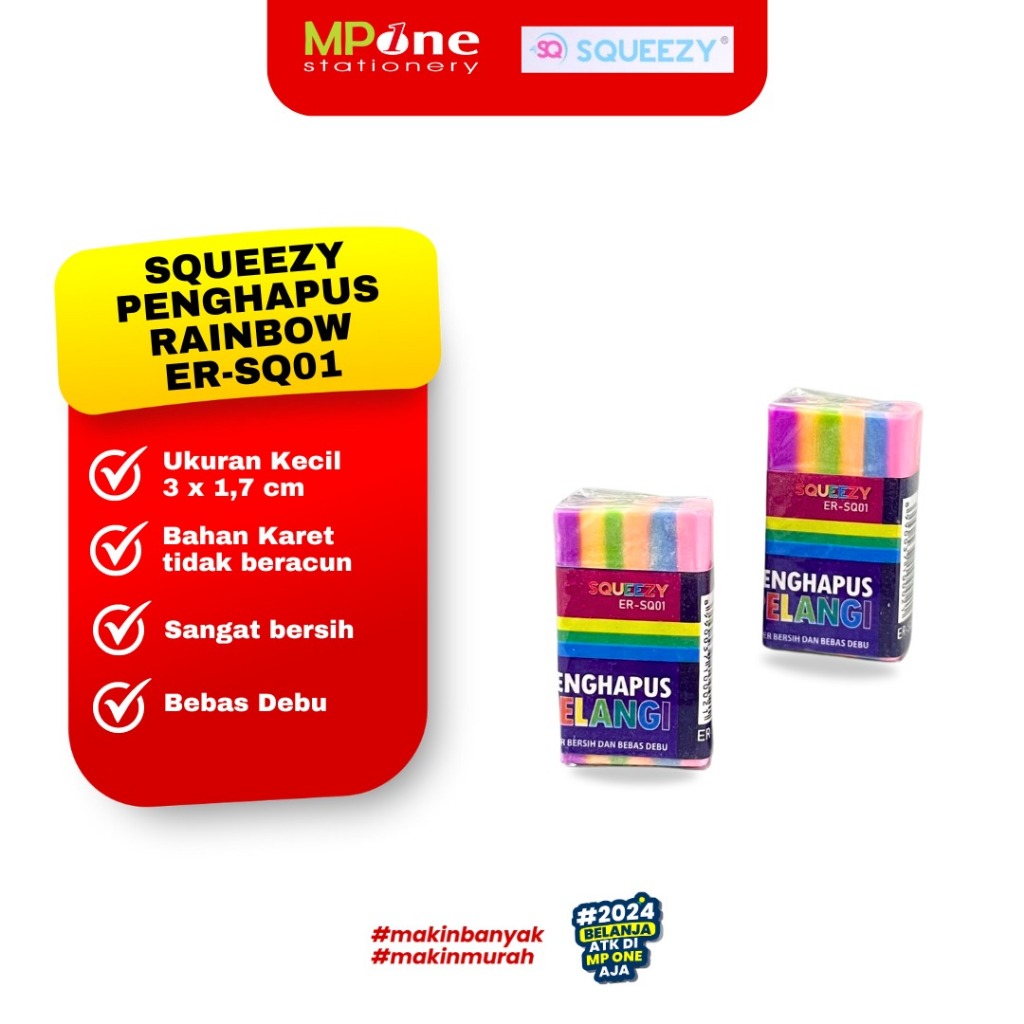 

(1pcs) Squeezy Penghapus Kecil Rainbow ER-SQ01 / Eraser Rainbow Penghapus pensil Pelangi Squeezy SQ01