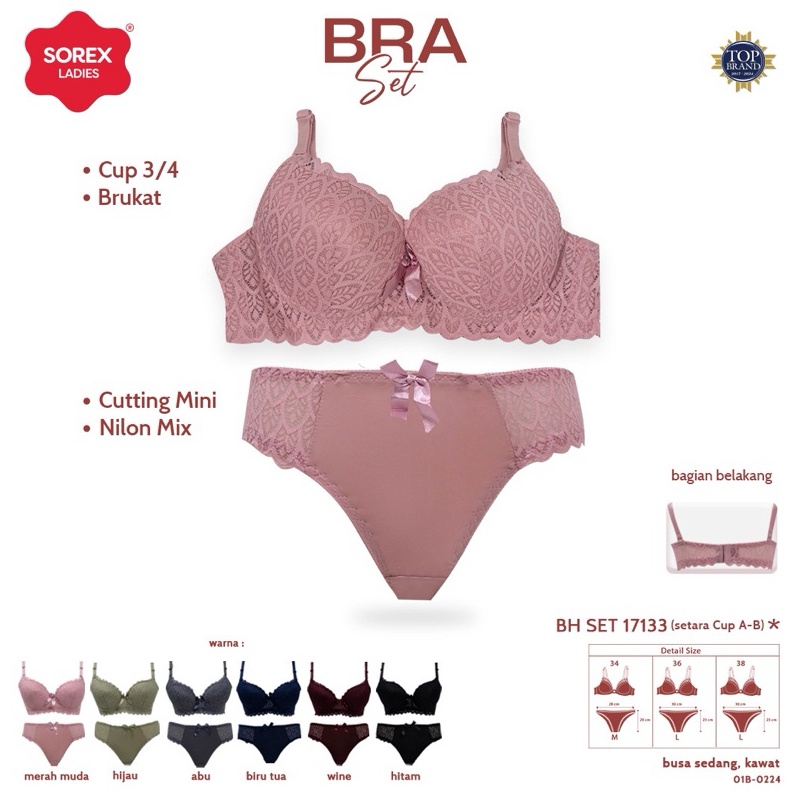 KODE I84K Bh set  Bra set  Cd SOREX 17133 pakai kawat dan busa sedang