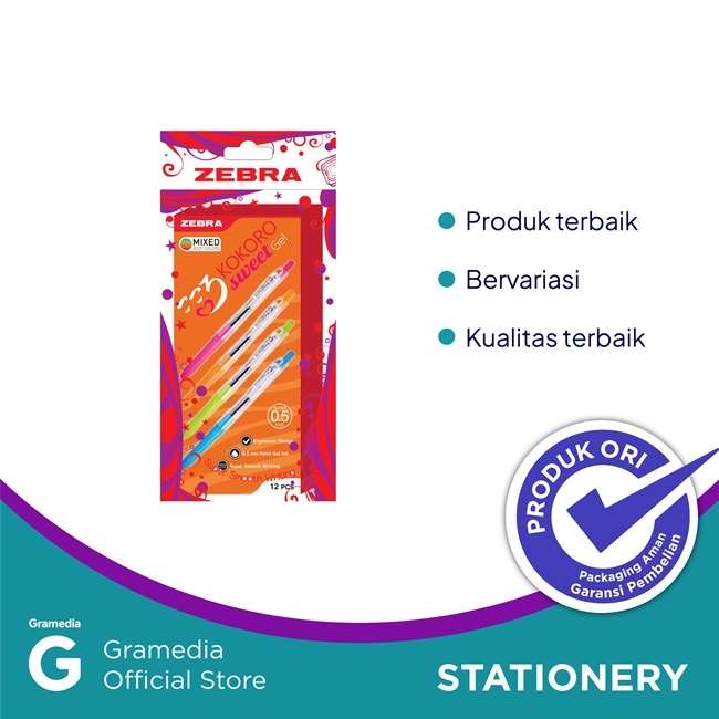 

Gramedia Daan Mogot-Zebra - Pulpen Kokoro Gel 05 Warna Hitam (12 pcs)