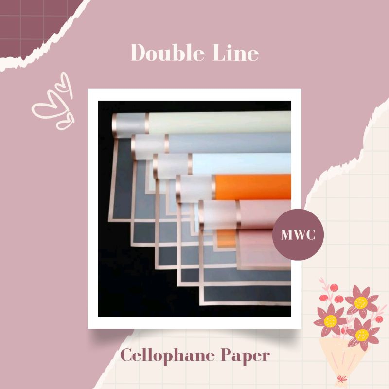 

[❗Wajib Beli Paper Core] Cellophane Paper Double Line Gold