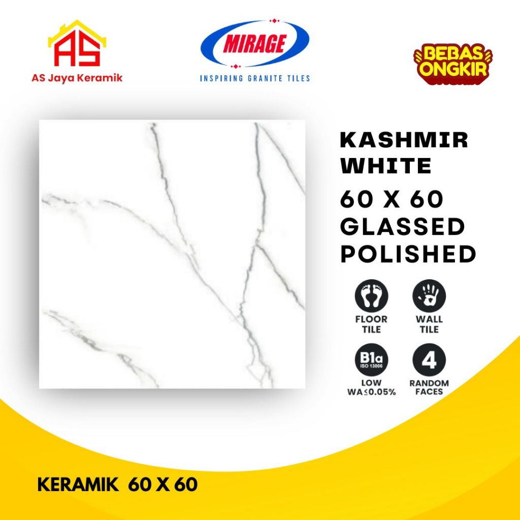 Keramik Lantai I Lantai Granit I 60 x 60 Kashmir White I Mirage
