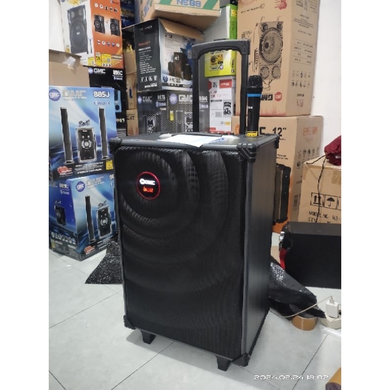 15 INCHI SPEAKER BLUETOOTH GMC 883N KARAOKE FREE MIC WIRELESS 1