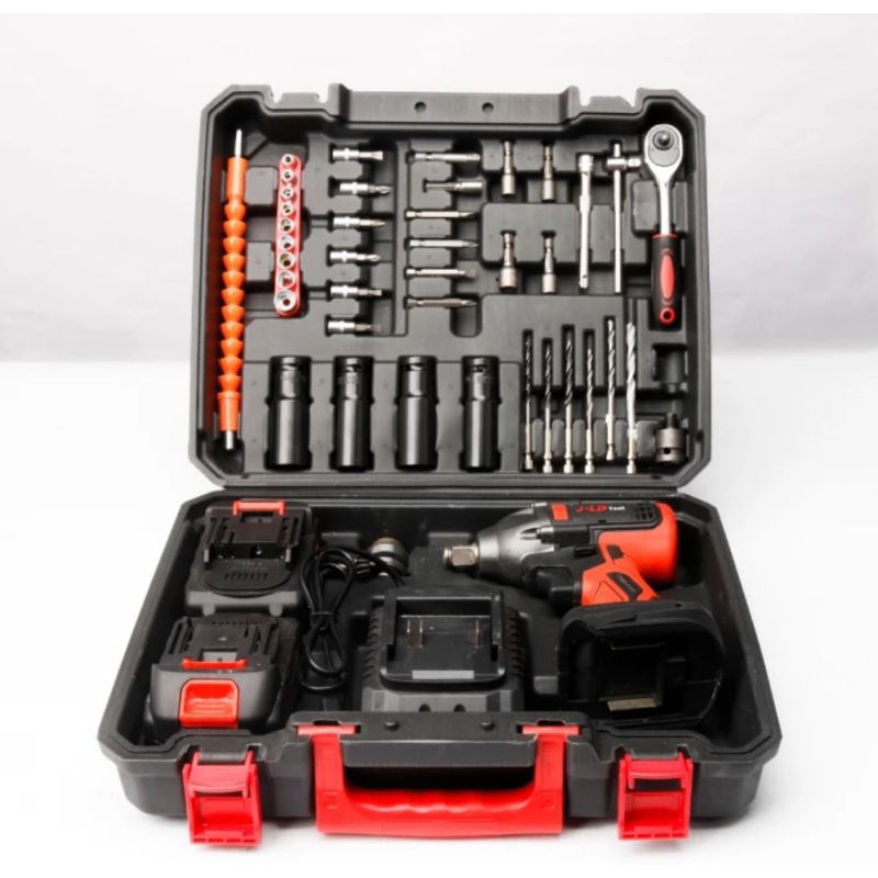 IMPACT WRENCH  CORDLESS JLD JV88 48V 2 BATERAI NEW SET ASESORIS KEPALA BOR