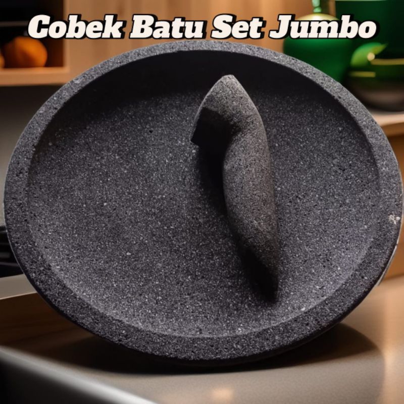 Cobek Batu Asli dan Ulekan Jumbo