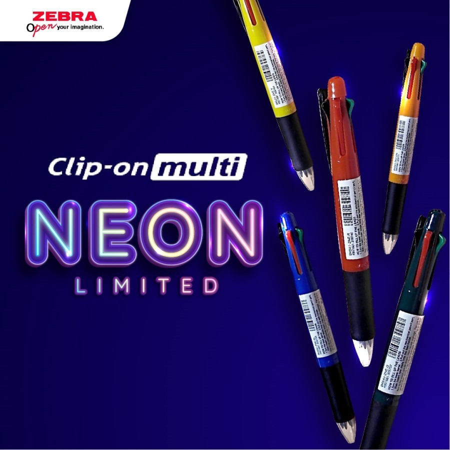 

Asaba Stationery- Zebra Clip on multi neon - multifunction pen/Pulpen Cetek 4 Warna