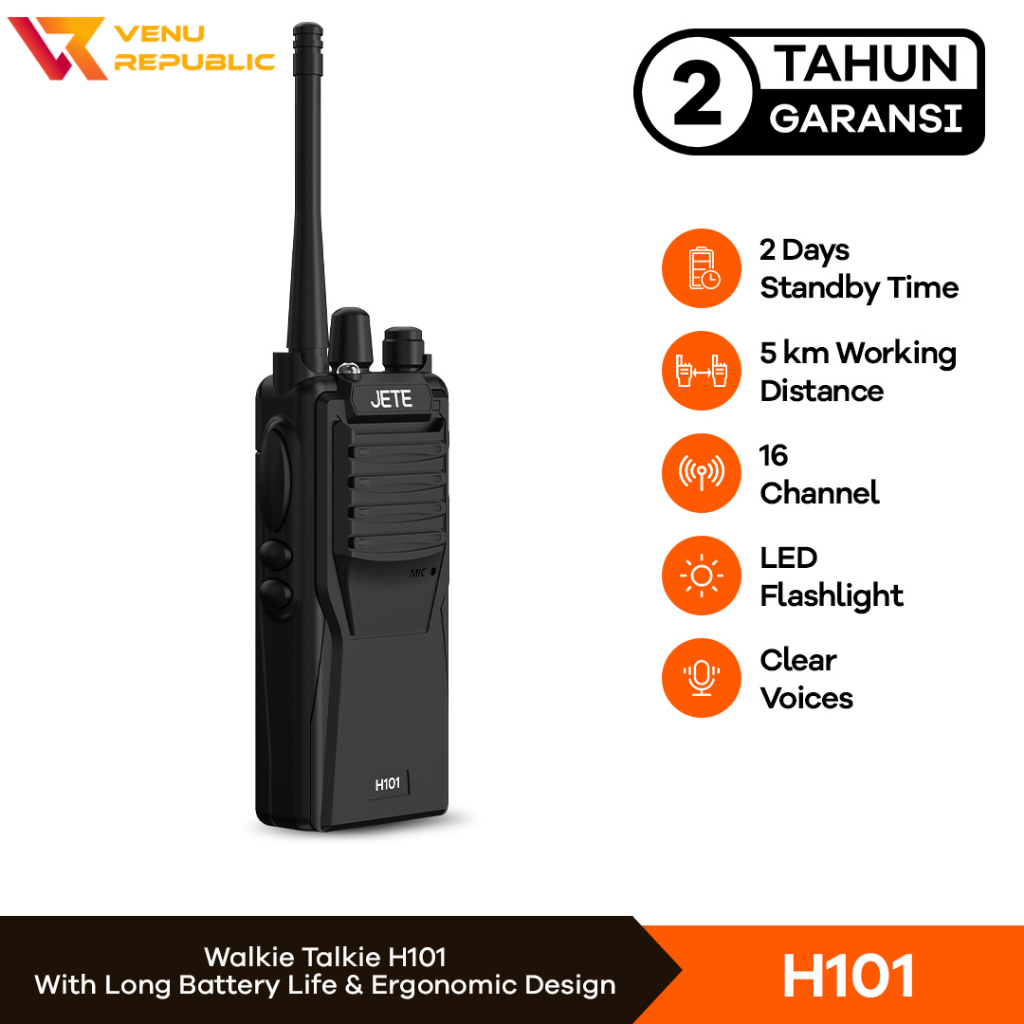 JETE HT H101 Handy Talky 16 Channel Jarak 5km - Garansi 2 Tahun