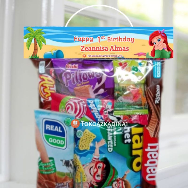 

PAKET SNACK ULANG TAHUN/TEDHAK SITEN/AQIQAH FREE DESIGN NAMA