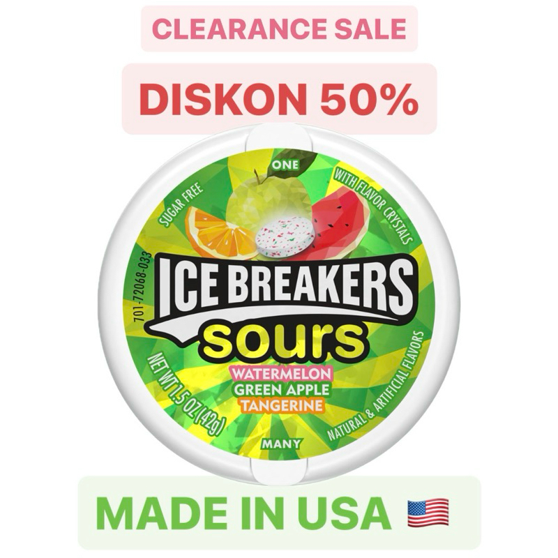 

Permen Icebreakers Sours Watermelon Green apple tangerine