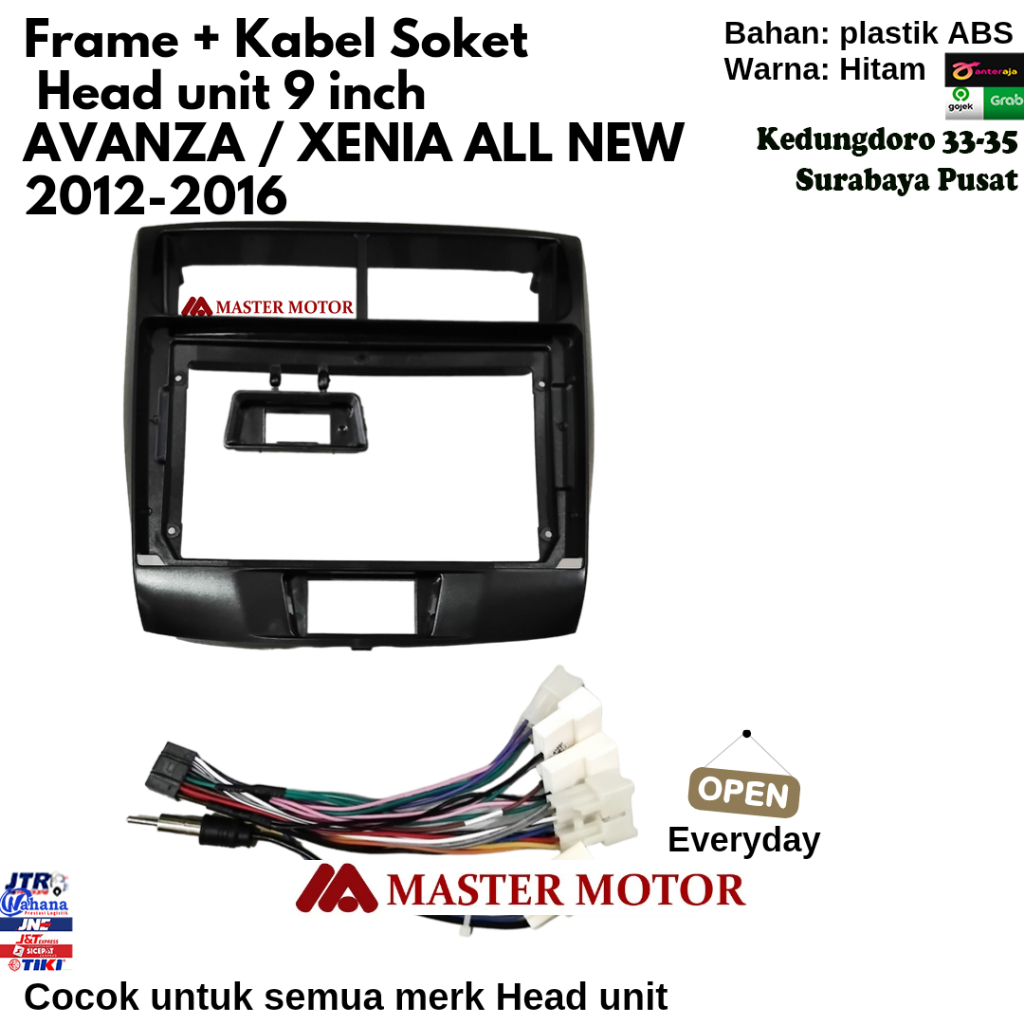 Frame All New Avanza Xenia 9 inch 2012 2013 2014 2015 2016 + Kabel Soket Frem Head unit 9" double di