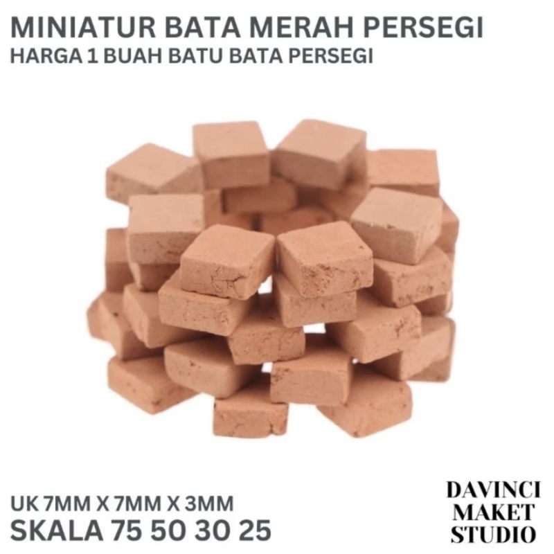 (S4) Miniatur Paving Persegi Merah Tegel Terazzo Bata Kotak Besar Kecil Skala 40 50 60 64 100 - Mini
