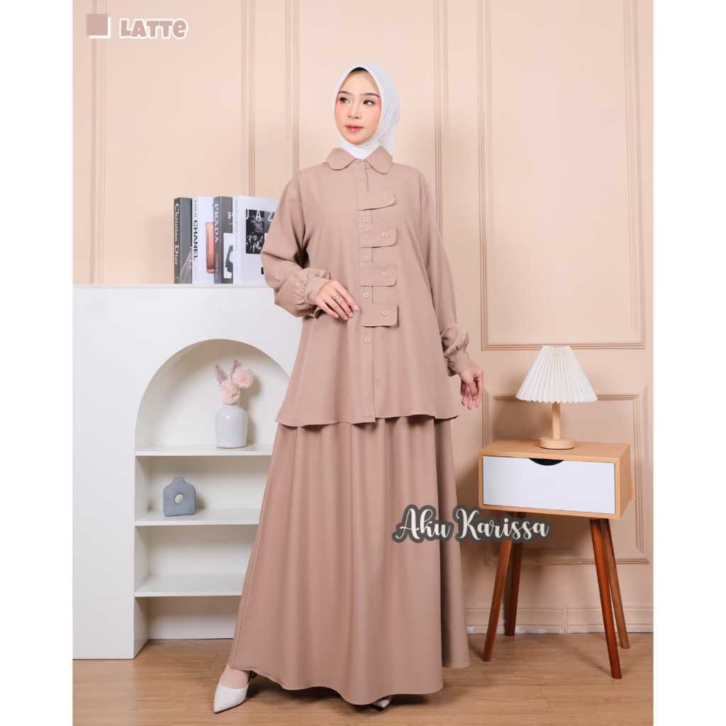 ONE SET ROK + KEMEJA WINDY SET EXSLUSIVE AKU KARISSA TERBARU/SETELAN ROK DAN KEMEJA WANITA TERBARU/S