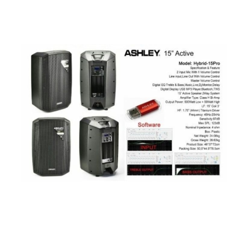 speaker aktif ashley hibrid 15pro original 15inch 500watt