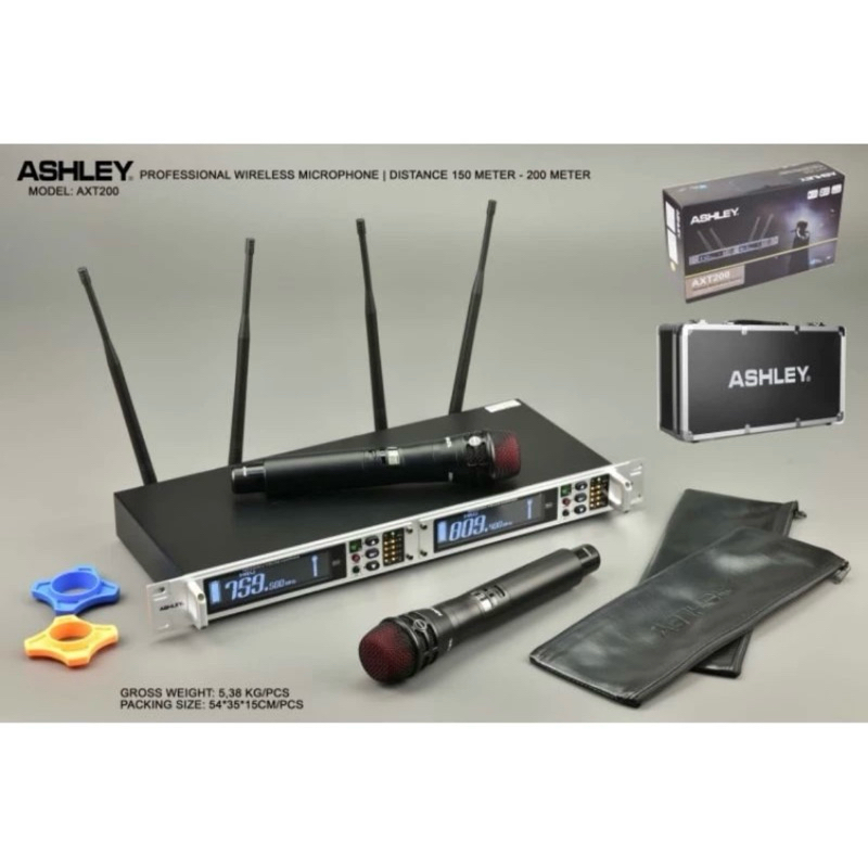 Mic Wireless Ashley AXT200 AXT 200 AXT-200 Dual Mic Handle