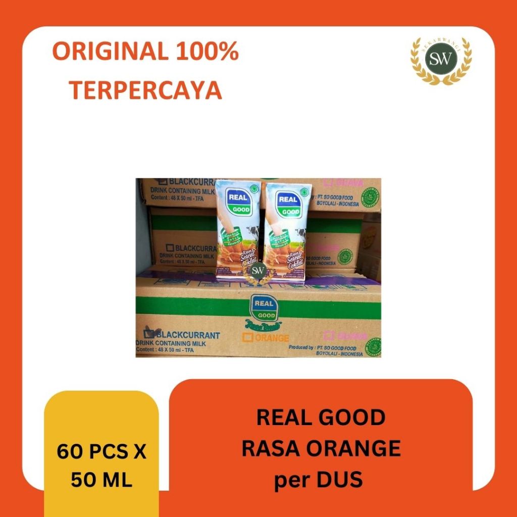 

SUSU REAL GOOD RASA ORANGE PER DUS ISI 60 PCS @50 ML