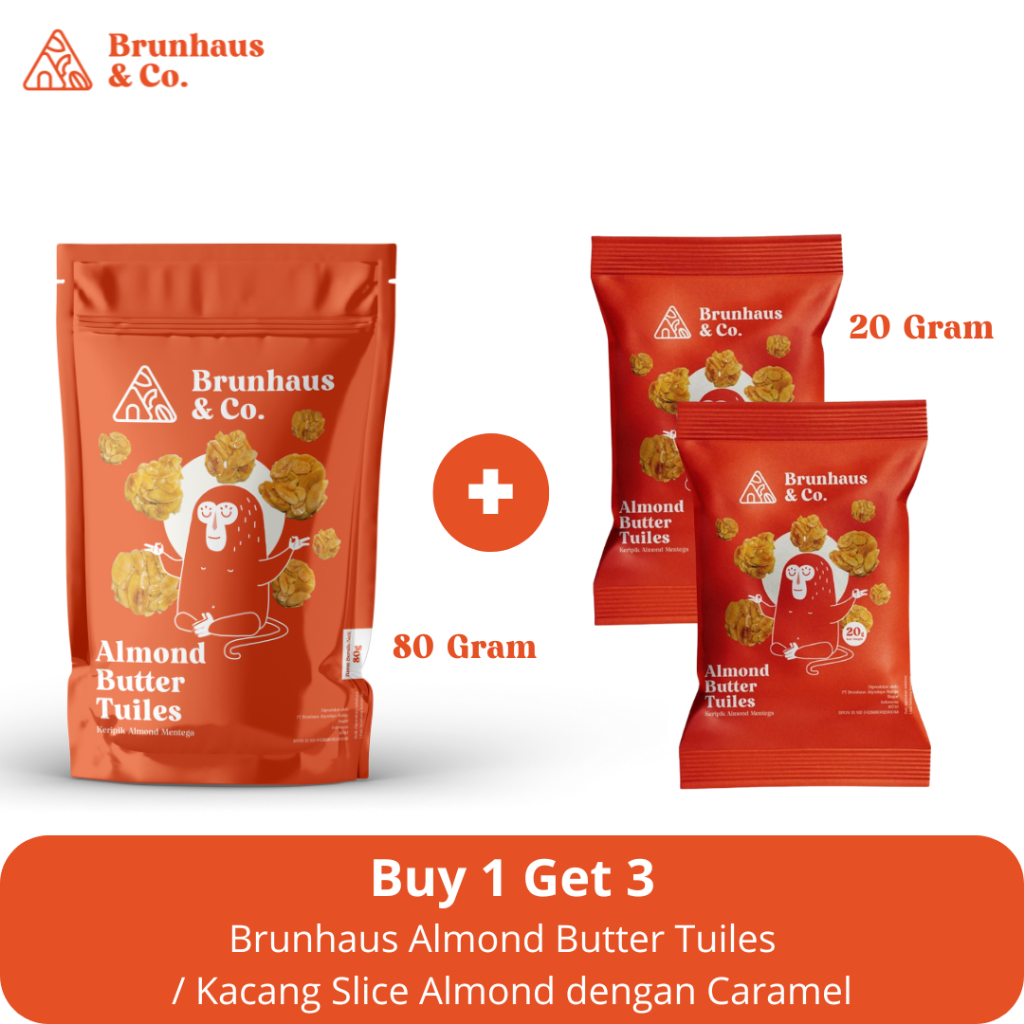 

BUY 1 GET 3 Brunhaus Almond Butter Tuiles 80gram Gratis 2pcs Munch Pack 20gram