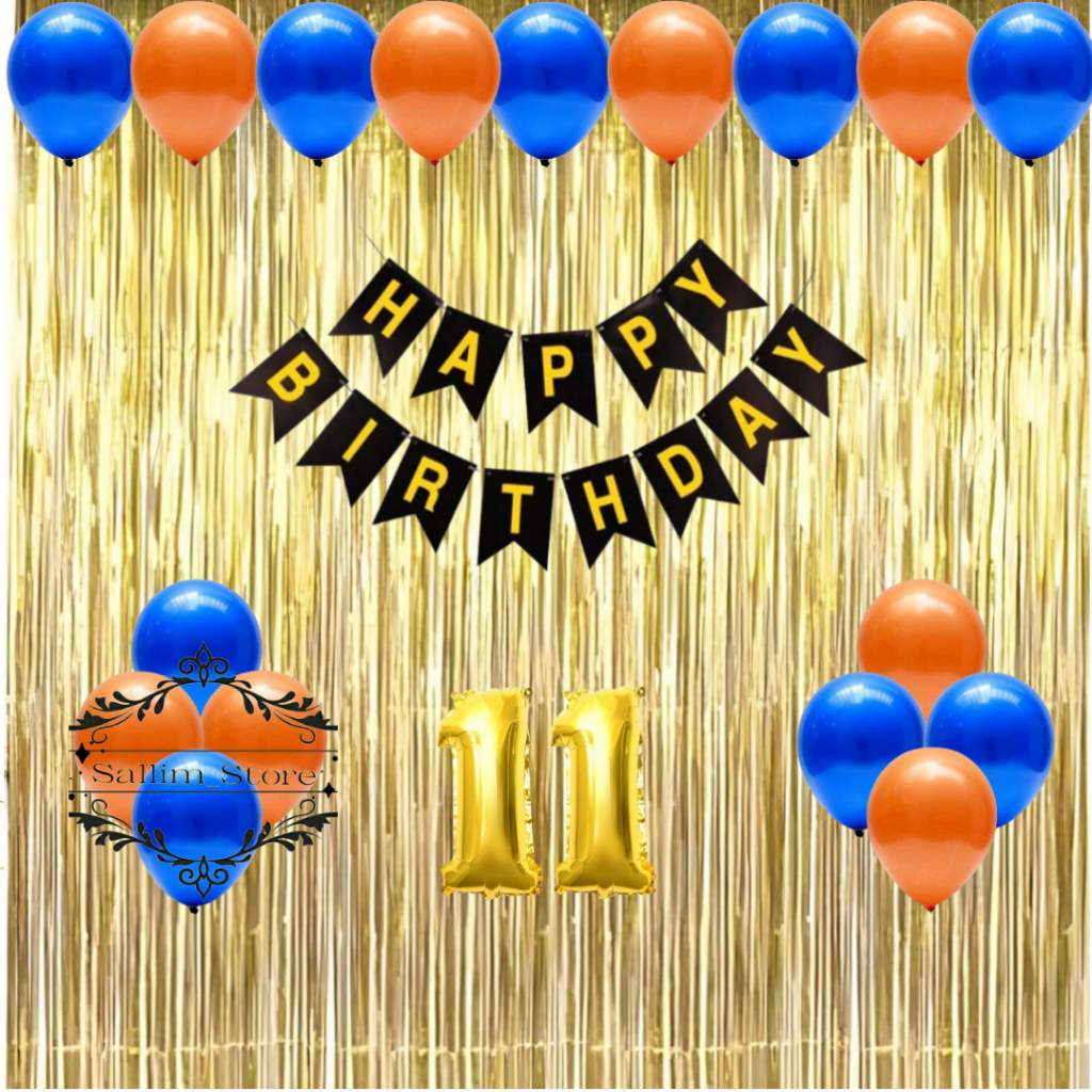 Paket Set Dekorasi Ulang Tahun Balon Metalik Backdrop Happy Birthday Party Anak & Dewasa Simple