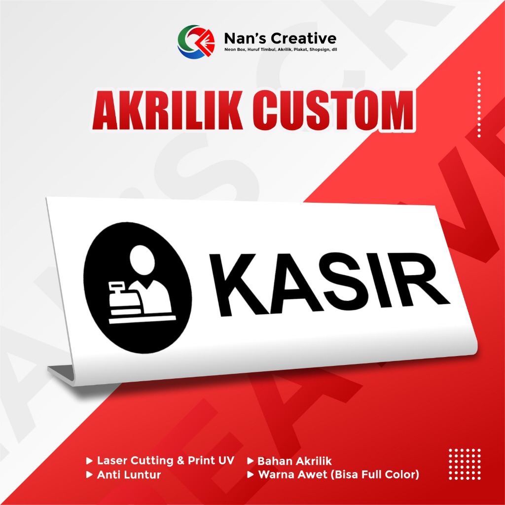

SIGN BOARD KASIR/Papan Akrilik Kasir/Signane akrilik
