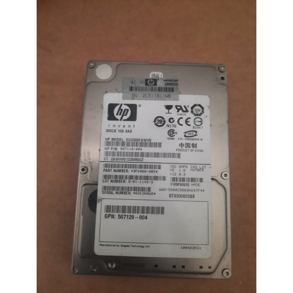 Hardisk HP Model EG0300FAWHV P/N 507119-004 SAS 300 GB 10K