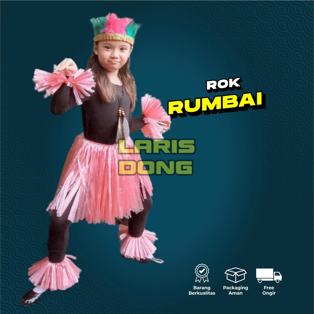 Rok rumbai merah putih handmade tali rafia DIRGAHAYU HUT RI