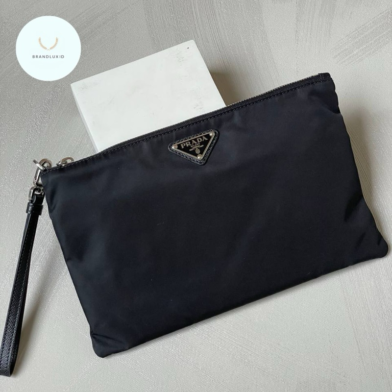 Prada Re-Nylon and Saffiano Leather Pouch