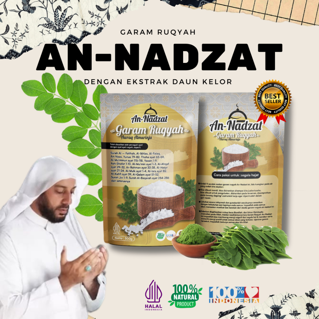 

An-Nadzat Garam 500gr Tambahan Bonus Parfum, Bidara Oil, Tasbih