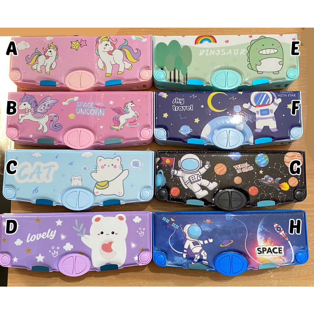 

Kotak Pensil Tombol Multifungsi isi gunting selotip Motif Unicorn Dinosaurus Astronot Untuk Anak SD Anak TK Tempat Pensil hardcase Pola Kartun 2 Lapis Import Berkualitas d O7R7