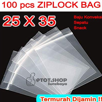 

25 x 35 Tebal 4 Plastik Klip ZIPPER BAG Kaos Hem Jaket Sepatu dengan klip lock MEREK POS w FN7