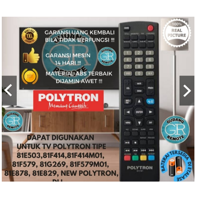 Remote Remot TV Polytron LCD LED POLYTRON 811191 CINEMAX / BAZZOKE / XCEL 32T7511--