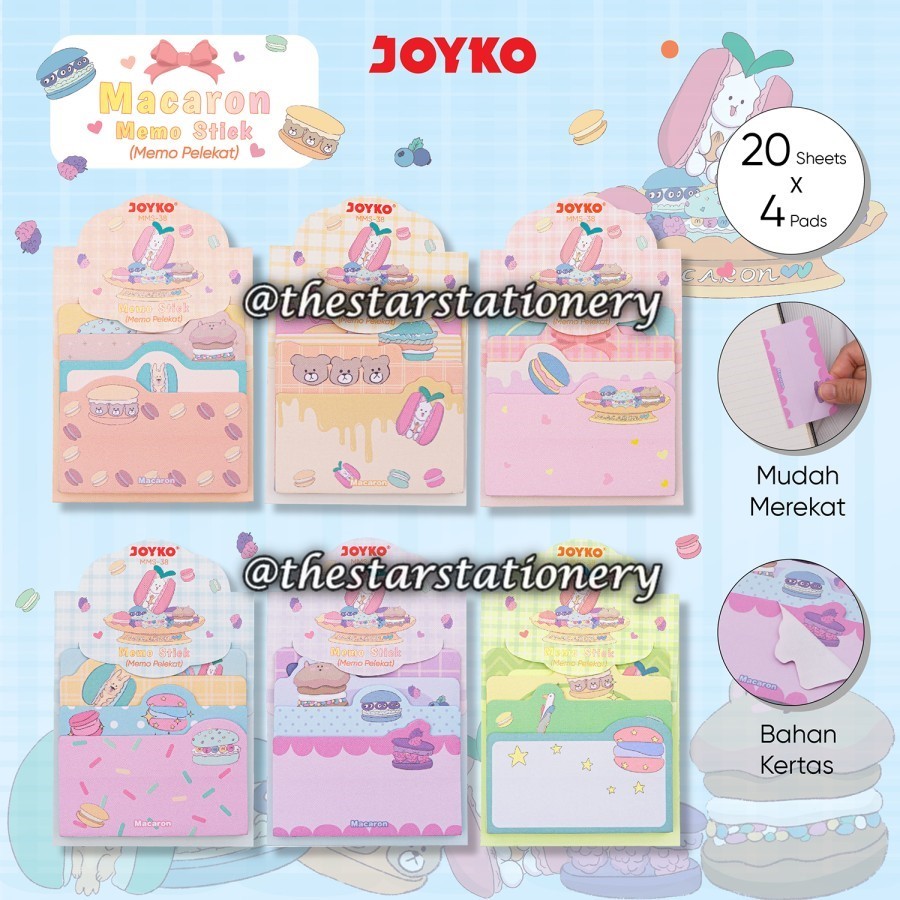 

(1 Set) Sticky Notes Joyko MMS-38 Macaron / Kertas Memo Tempel Joyko MMS38 Macaron / Joyko MMS 38