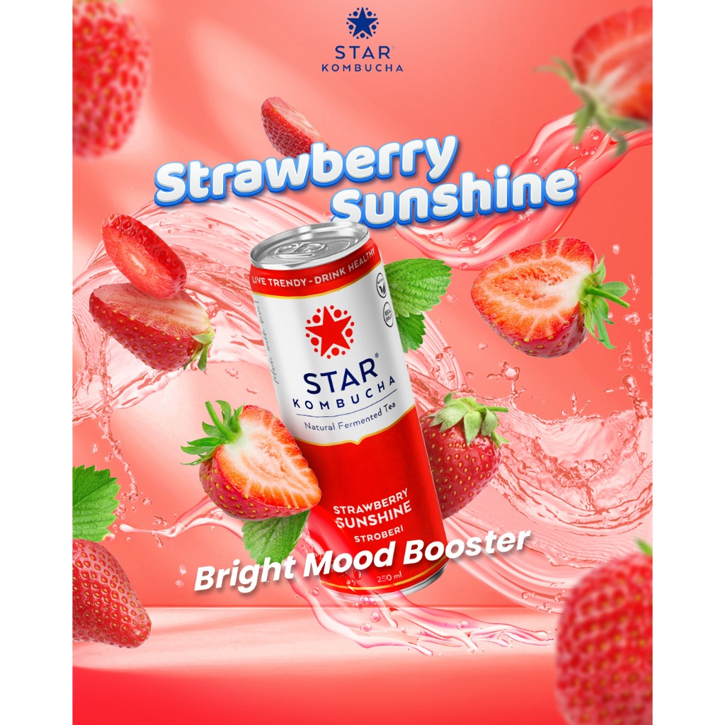 

STAR Kombucha Scoby Minuman Teh Sehat Probiotik Sari Buah Asli Strawberry Sunshine 250ml