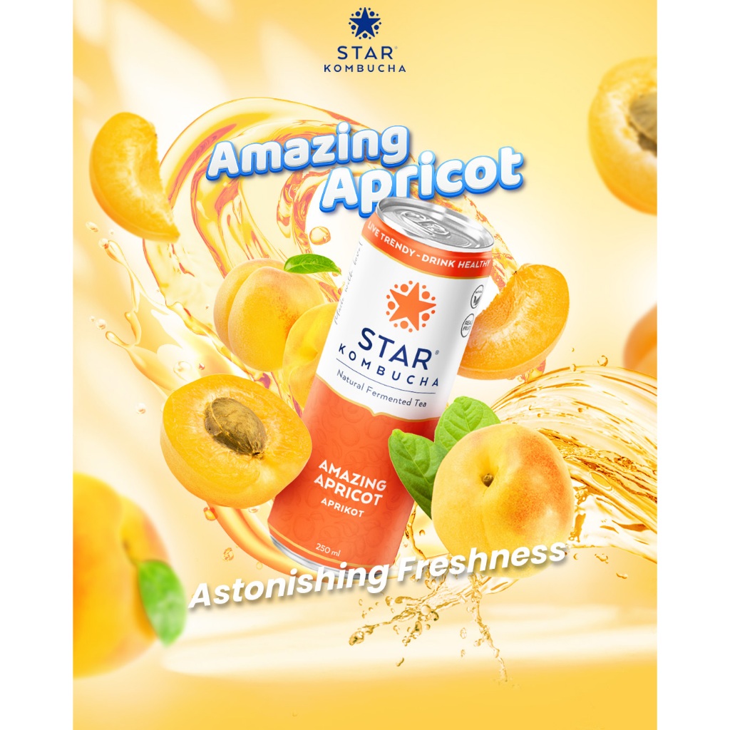 

STAR Kombucha Scoby Minuman Teh Sehat Probiotik Sari Buah Asli Amazing Apricot 250ml