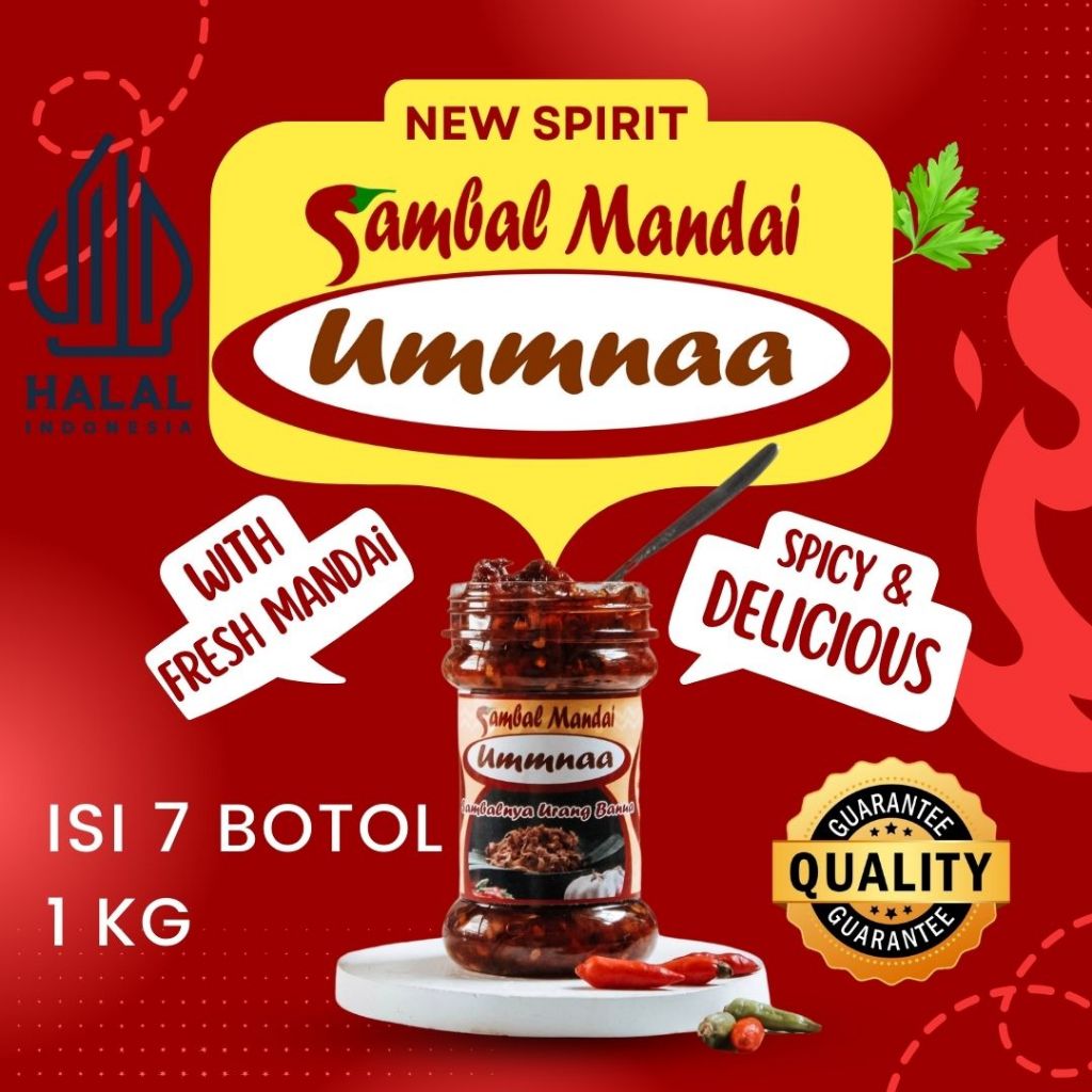 

Sambal Mandai Paket 7 Botol Berat Total1 Kg