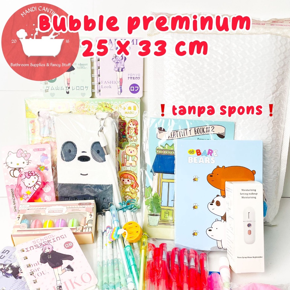 

Tanpa Spons Paket alat Bubble PREMIUM 25 X 33 CM Mandicantik isi pulpen pena pen alat tulis kantor sekolah Reseller Sticker correction tape kado unik hadiah lucu BISA COD x Y2S7
