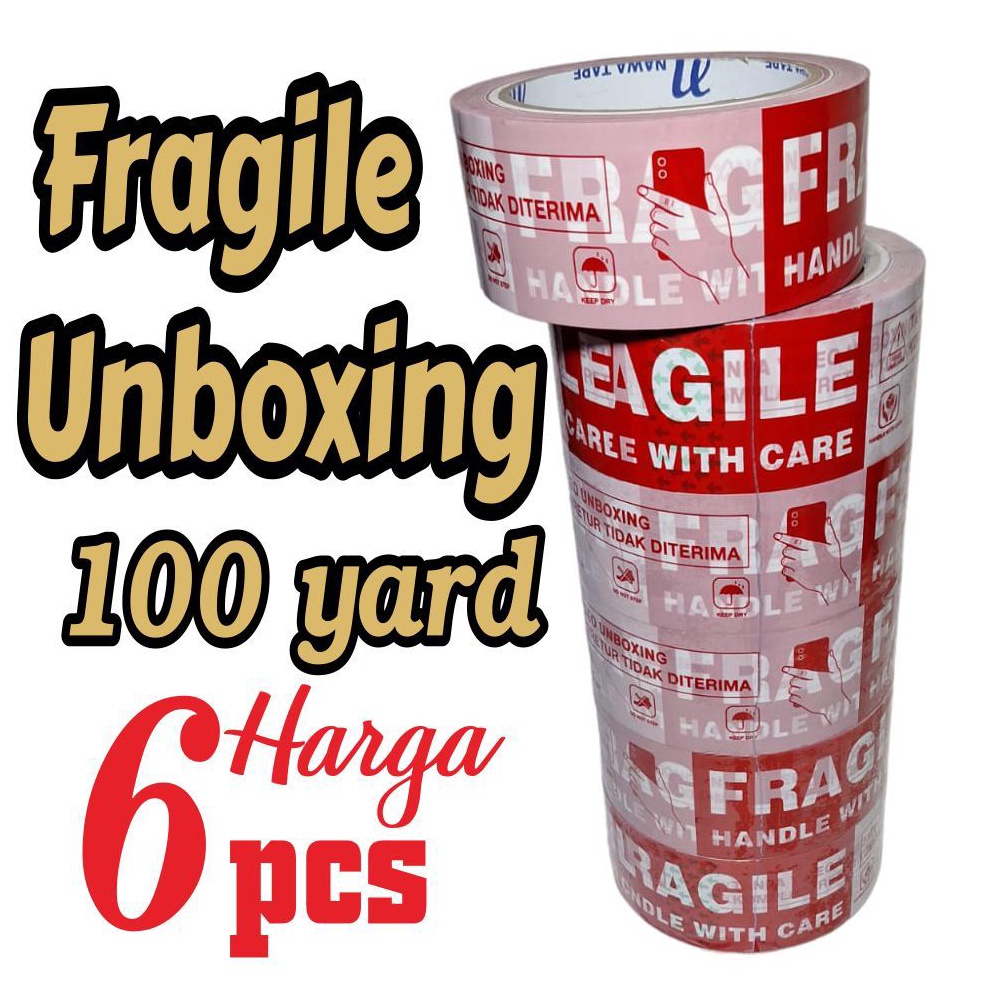 

LAKBAN FRAGILE VIDEO UNBOXING PANJANG 1 YARD Harga 6 pcs o F5L4