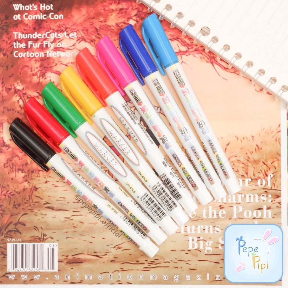 

Highlighter Glitter SN888 Spidol glitter metalik 1 set isi 8 warna Pastel Marker Textlighter Textliner Spidol b E8K2