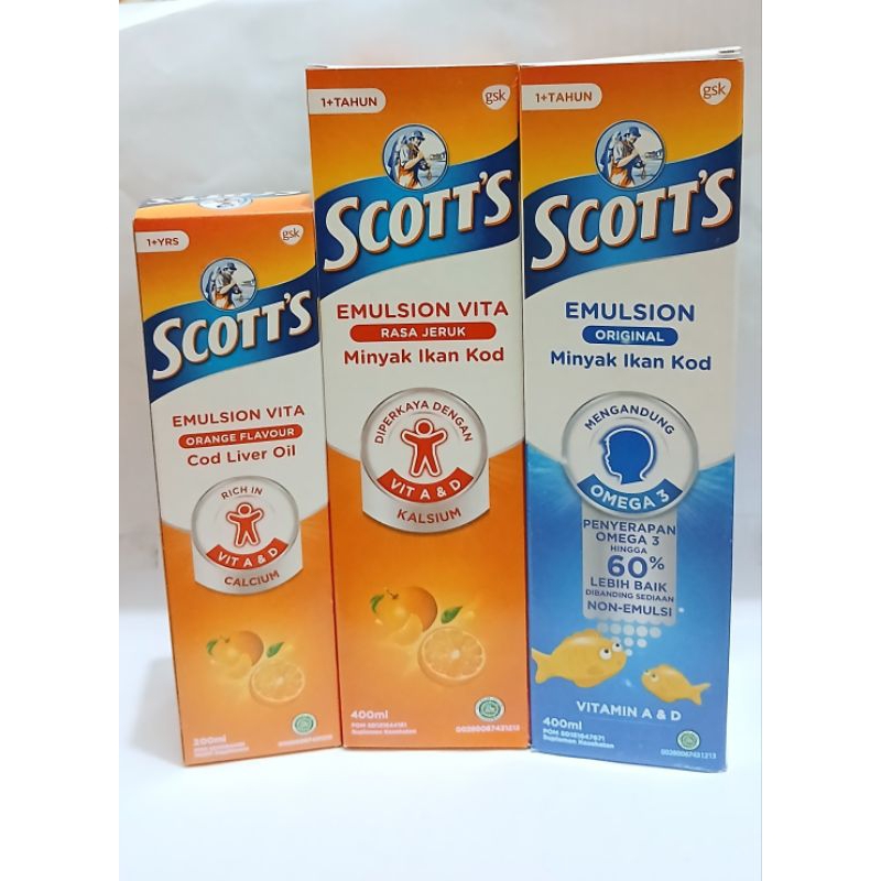 Scott's Emulsion Vita Rasa Jeruk (200ml, 400ml) Scott's Emulsion Original 400ml | Suplemen Kesehatan