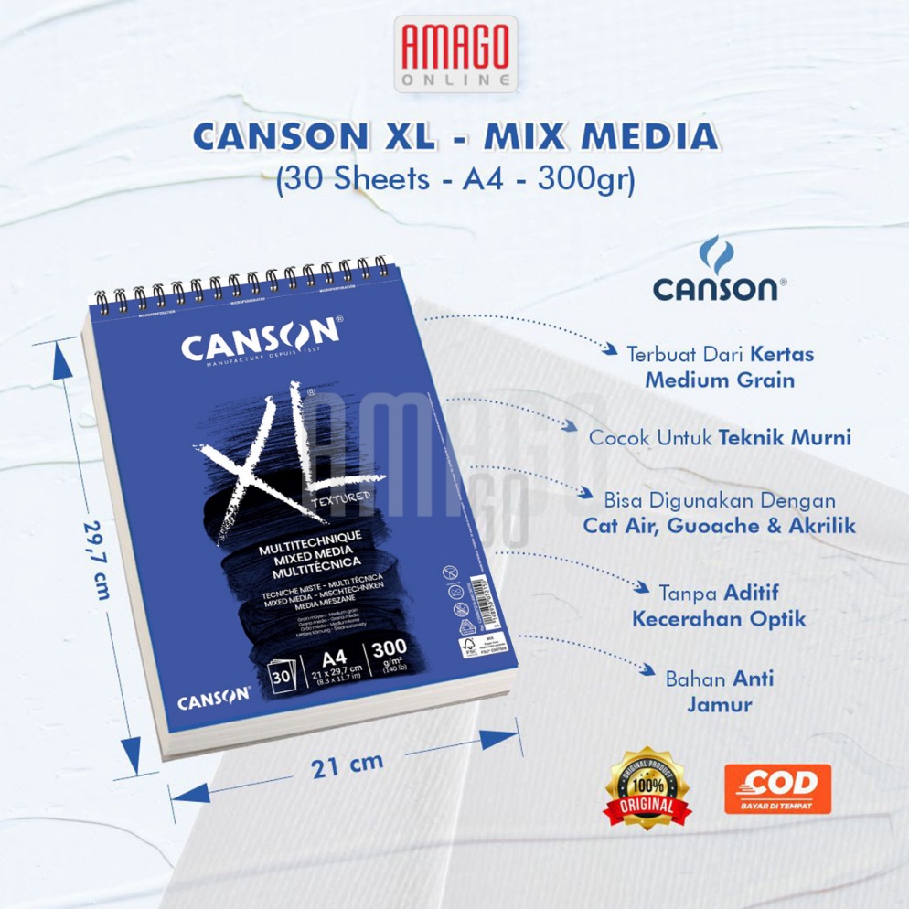 

Buku CANSON XL Mix Media Mixmedia 3 sheets Paper Medium Grain A4 3g 287215 q C7L7