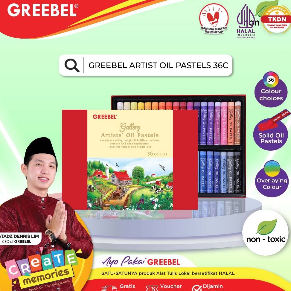 

GREEBEL Crayon Krayon ARTIST OIL PASTEL 36 Warna tdk berdebu cerah utk Anak Sekolahprofessional tdk beracun y N2T9