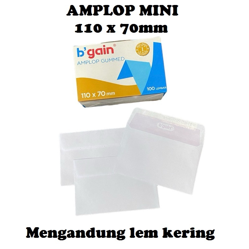 

(PACK) AMPLOP MINI 110x70mm 70 GRAM B'GAIN ISI 100