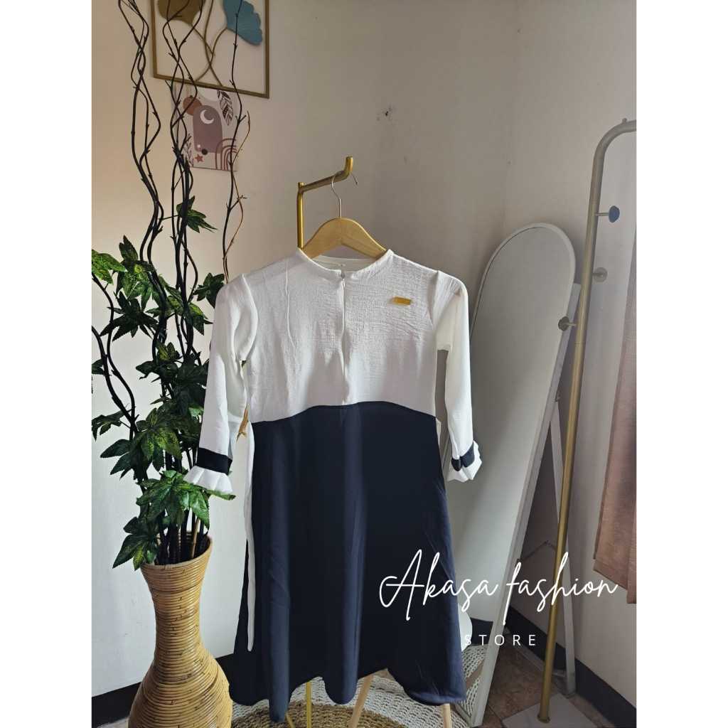 gamis anak hitam putih crinkle airflow / Seragam pakaian anak sekolah paud tk sd madrasah / gamis pe