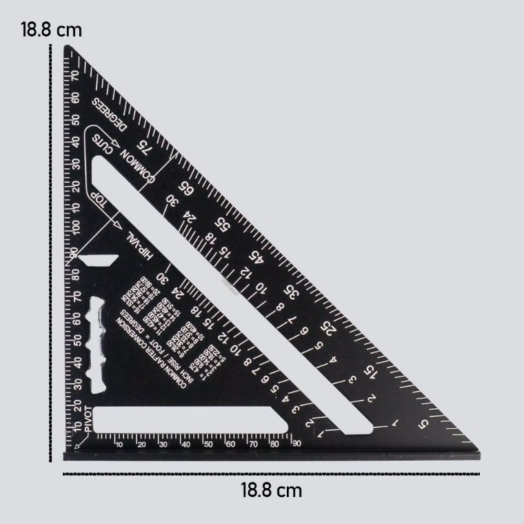 

speed square 7 black penggaris siku tukang segitiga multi fungsi Hitam a A3X7