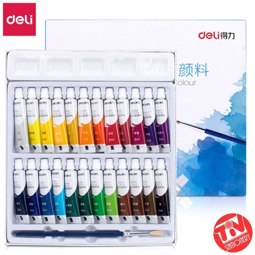 

Cat Air Deli Water Colour 24 Warna 24 x 5 ml Bonus Kuas Palet f D3V3